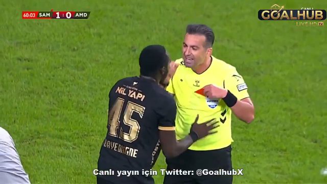 Mbaye Diagne (Amedspor) red card (after 2 yellows in one play) against Samsunspor - 61'